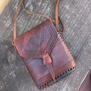 Vintage Boho Tooled Leather Bag